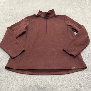LL Bean  Quarter Zip Mens Large Fleece Pullover Burgundy Wool Blend Sweater
